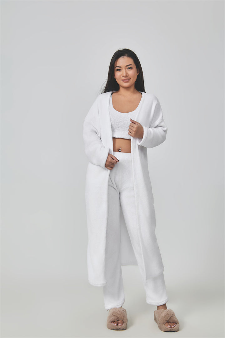 Pyjamas dam i tredelat set med mjuk och fluffig känsla