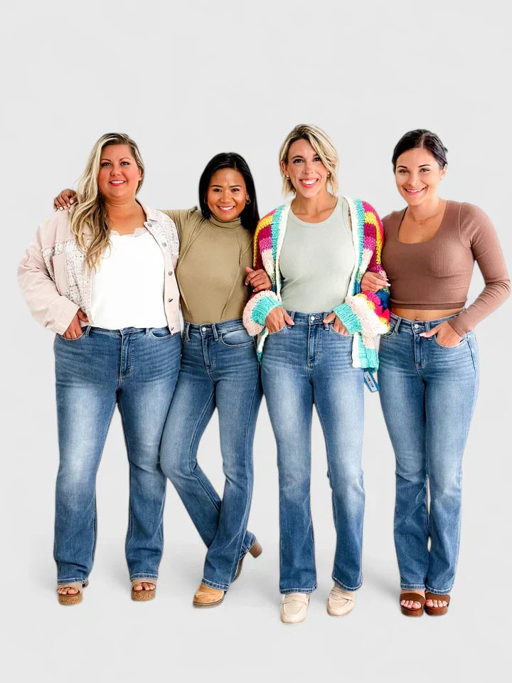 Karin | Formande Bootcut Byxor med Hög Midja