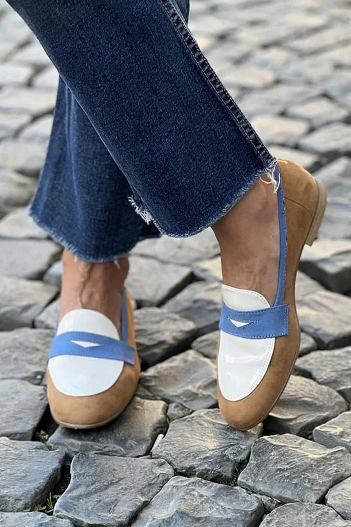 Lekfulla Loafers i Färgblock med Elastisk Rem