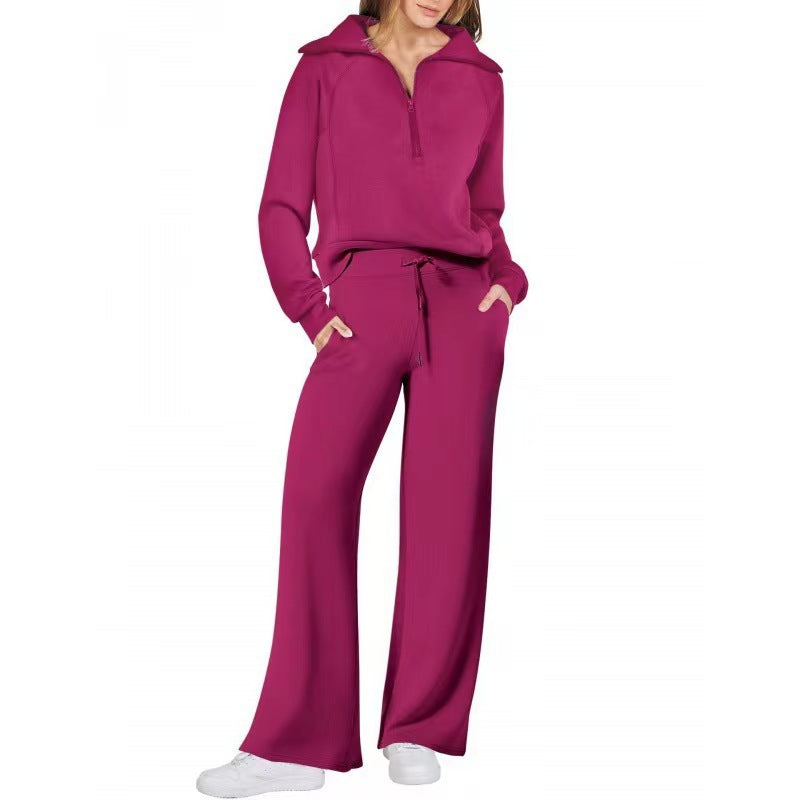 Tvådelat set dam för fritid i polyester, enfärgat