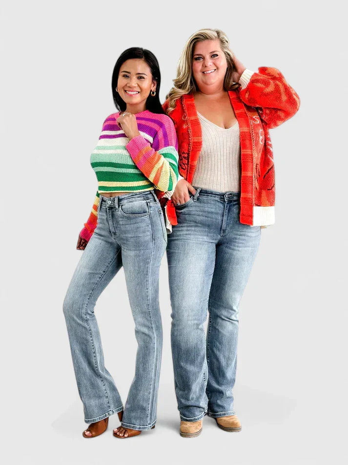 Karin | Formande Bootcut Byxor med Hög Midja