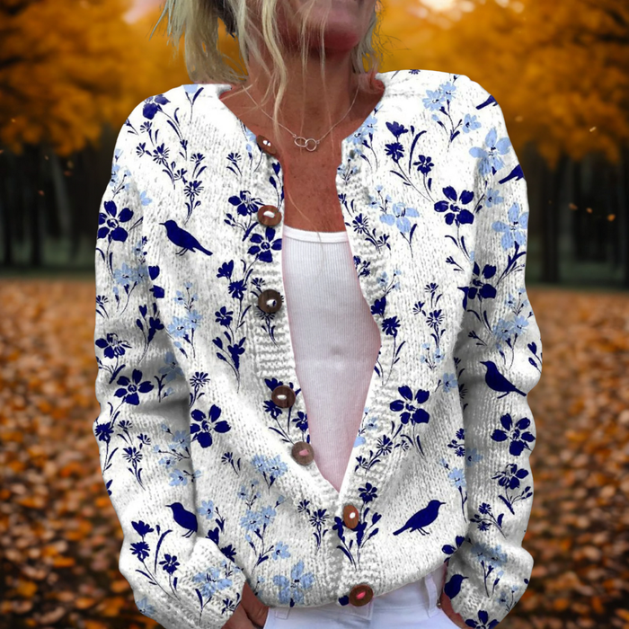 Linda | Mjuk Bomullskofta med Vintageblommor