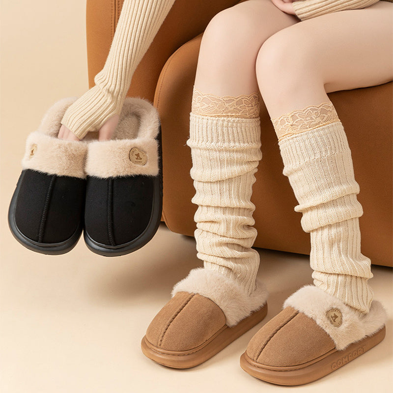 Tofflor med tjock sula i fleece för män och kvinnor