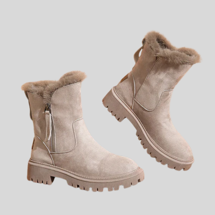 Varmfodrade Vinterboots med Fuskpäls
