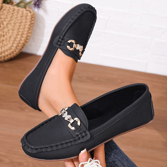 Dam Loafers med Dekorativ Spänne och Slip-On Funktion