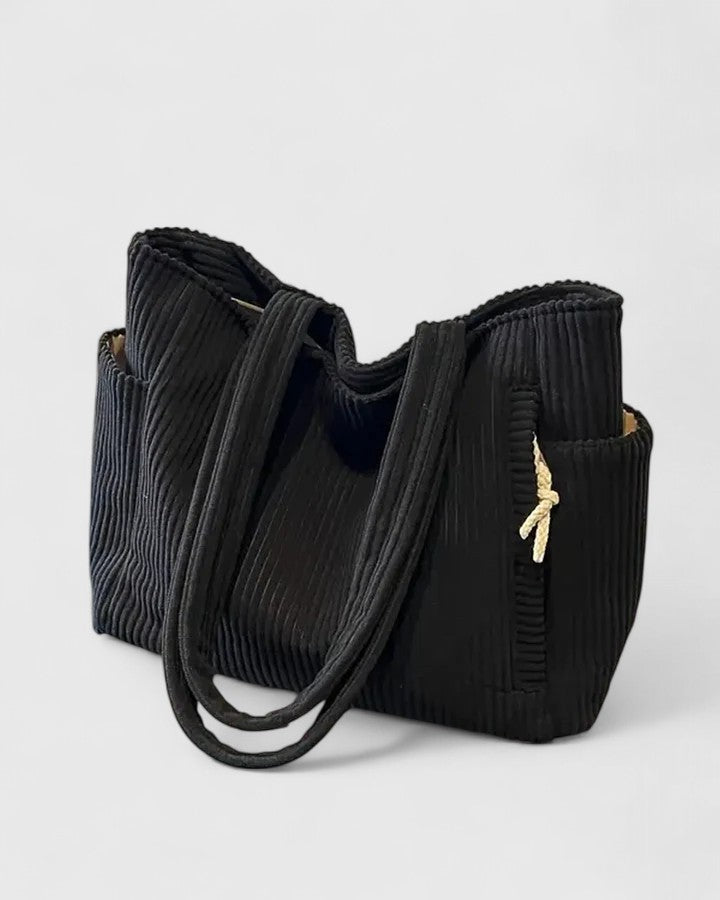 Lotta | Ribbad Tote-väska med Snodda Detaljer