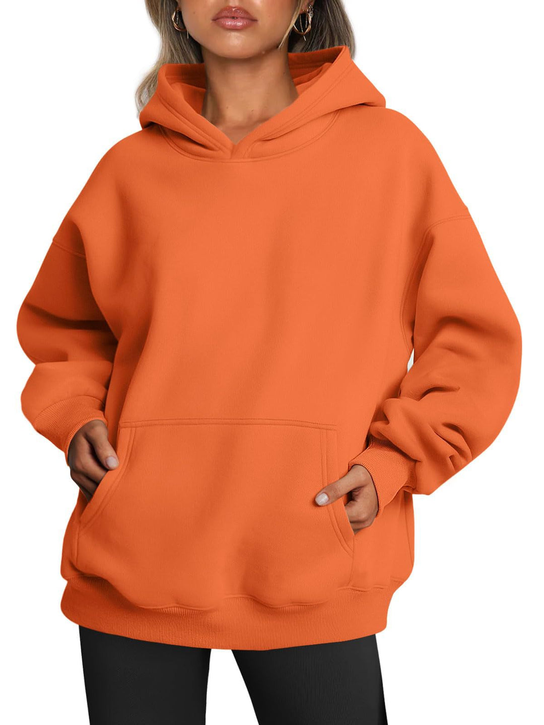 Oversized hoodie med fleece och känguruficka