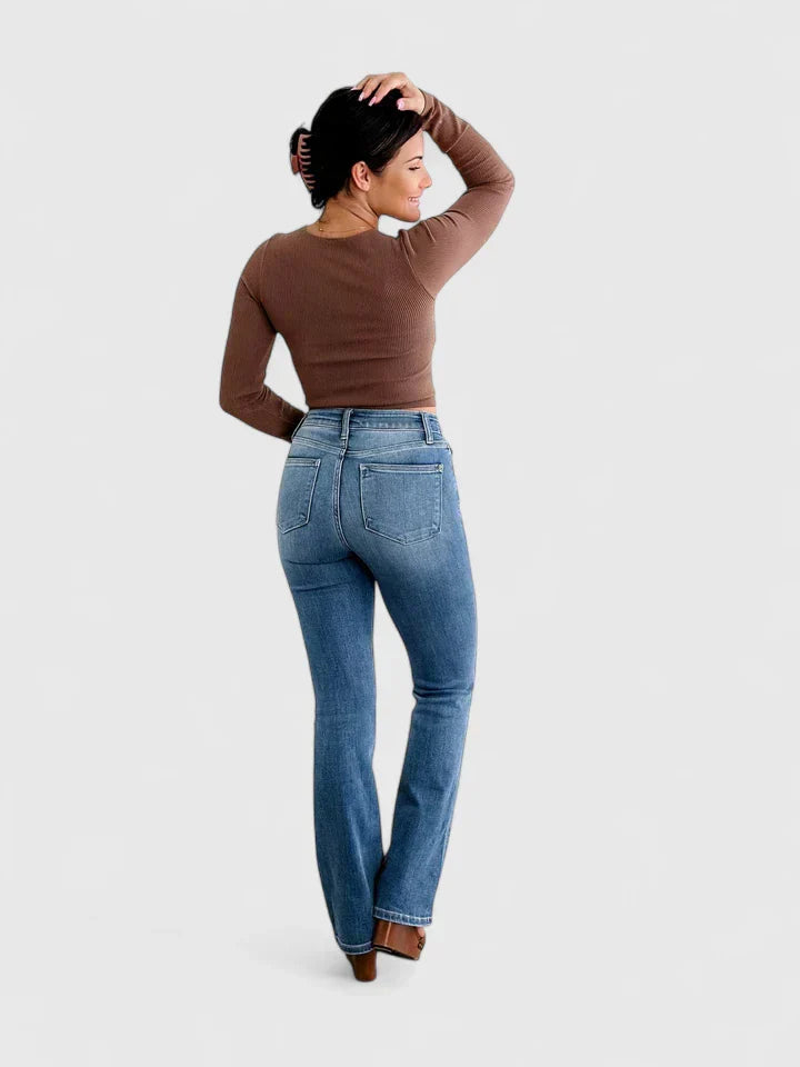 Karin | Formande Bootcut Byxor med Hög Midja