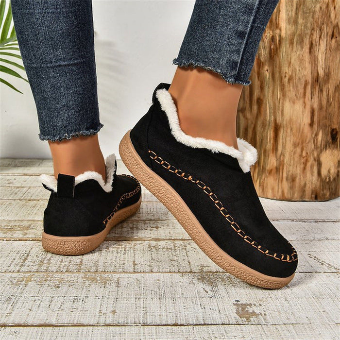 Dam Ankelhöga Slip-On Boots med Fuskpäls Foder