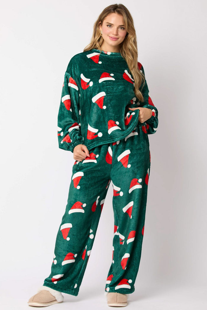 Emma | Julpyjamas dam med tomtemotiv – mjuk tröja och byxor