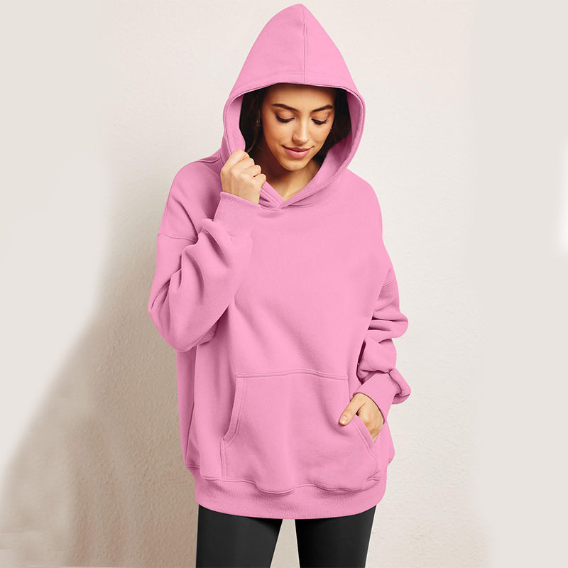 Oversized hoodie med fleece och känguruficka