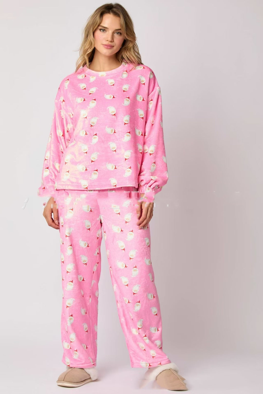 Pyjamas i flanell för dam, 2 delar, med julmotiv, S till 2XL