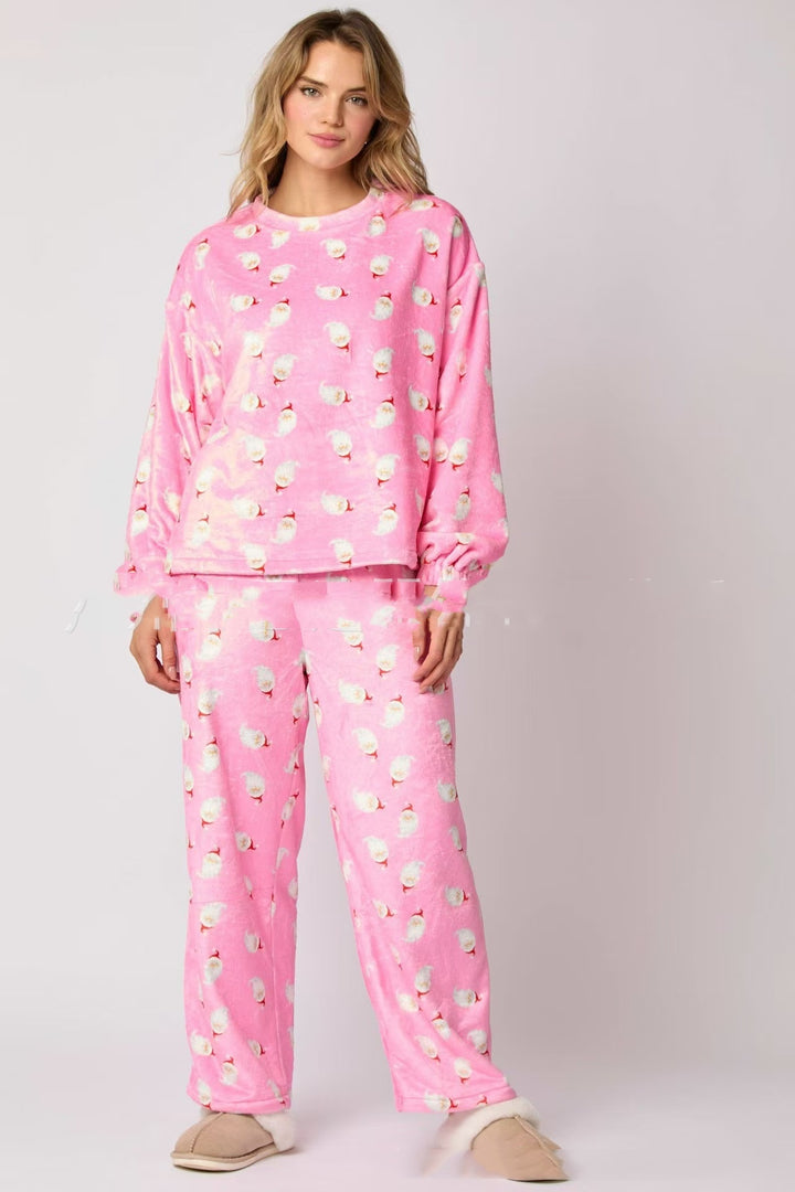 Pyjamas i flanell för dam, 2 delar, med julmotiv, S till 2XL