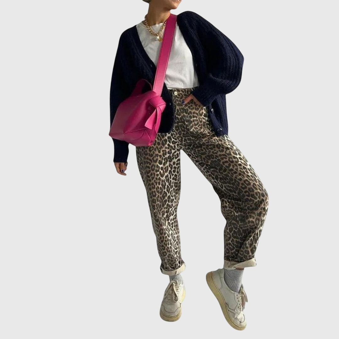 Klara - Vintagejeans med Leopardmönster