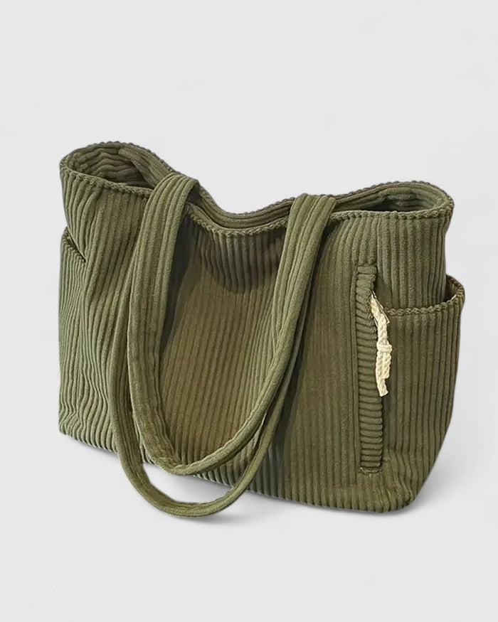 Lotta | Ribbad Tote-väska med Snodda Detaljer