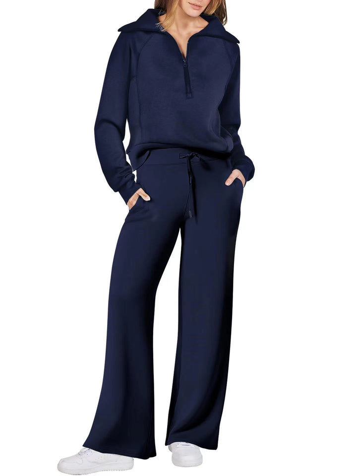 Tvådelat set dam för fritid i polyester, enfärgat
