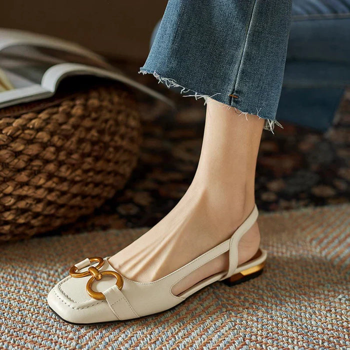 Dam Slingback Ballerinaskor med Mjuk Sula och Spänne