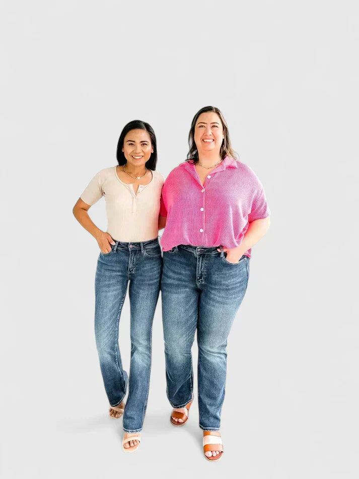 Karin | Formande Bootcut Byxor med Hög Midja
