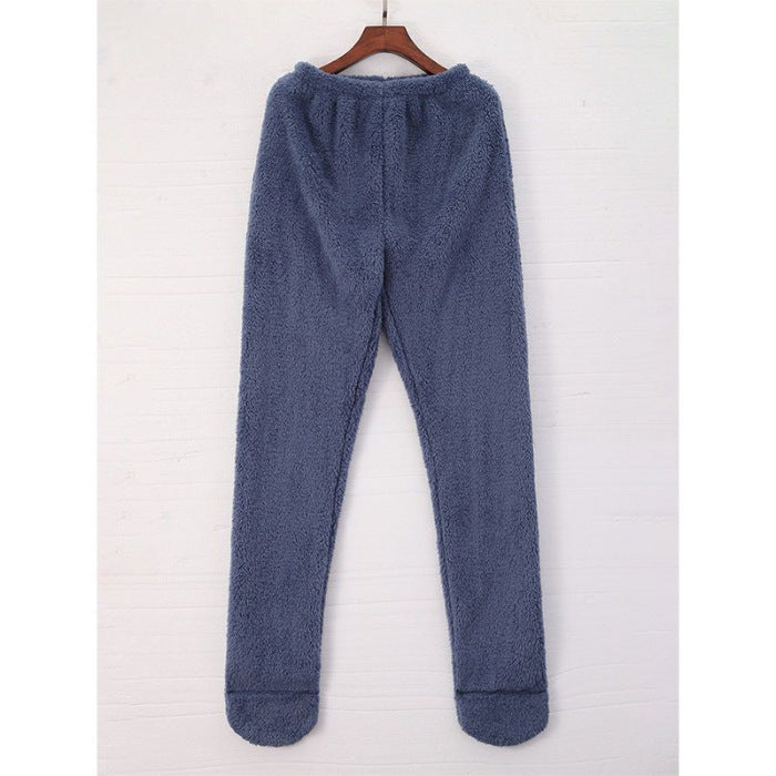 Fodrade leggings dam i korallfleece med fot, tjocka och varma