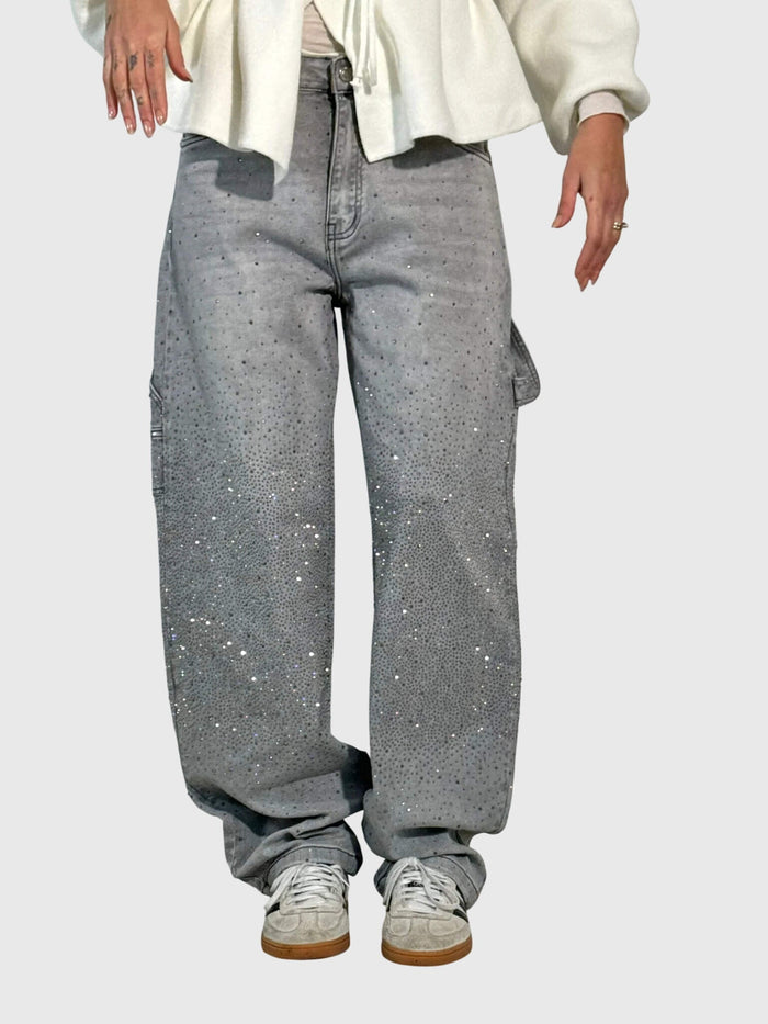 Kimberly | Kvinnors Glittrande Diamant Denimbyxor