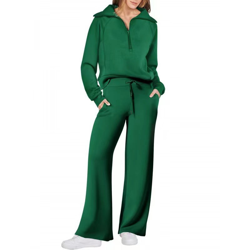Tvådelat set dam för fritid i polyester, enfärgat