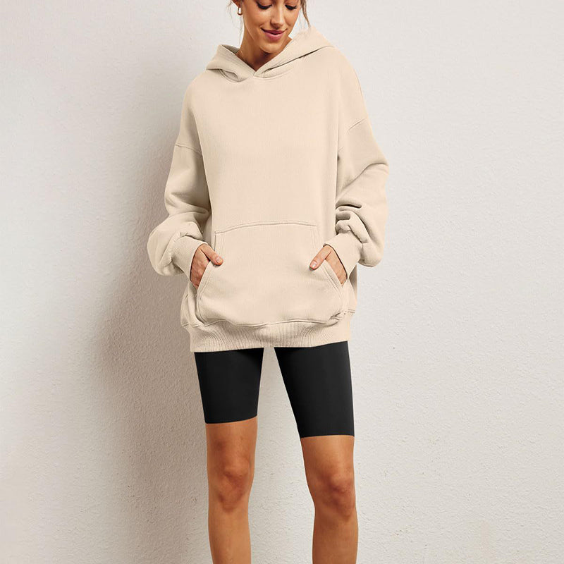 Oversized hoodie med fleece och känguruficka