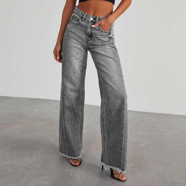 Jeans med hög midja och raka, vida ben – fyra färger