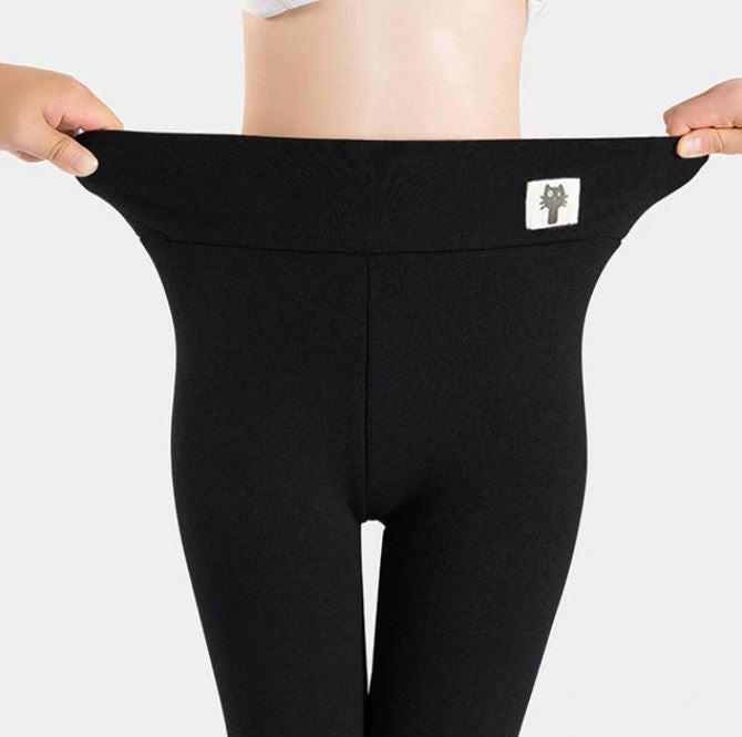 Dam Fleecefodrade Leggings med Hög Midja för Vinter