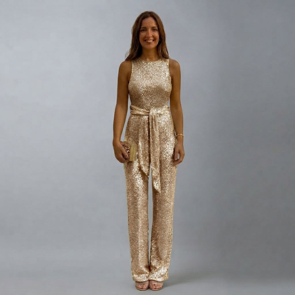 Brooklyn | Kvinnors Paljett Raka Ben Kvälls Jumpsuit