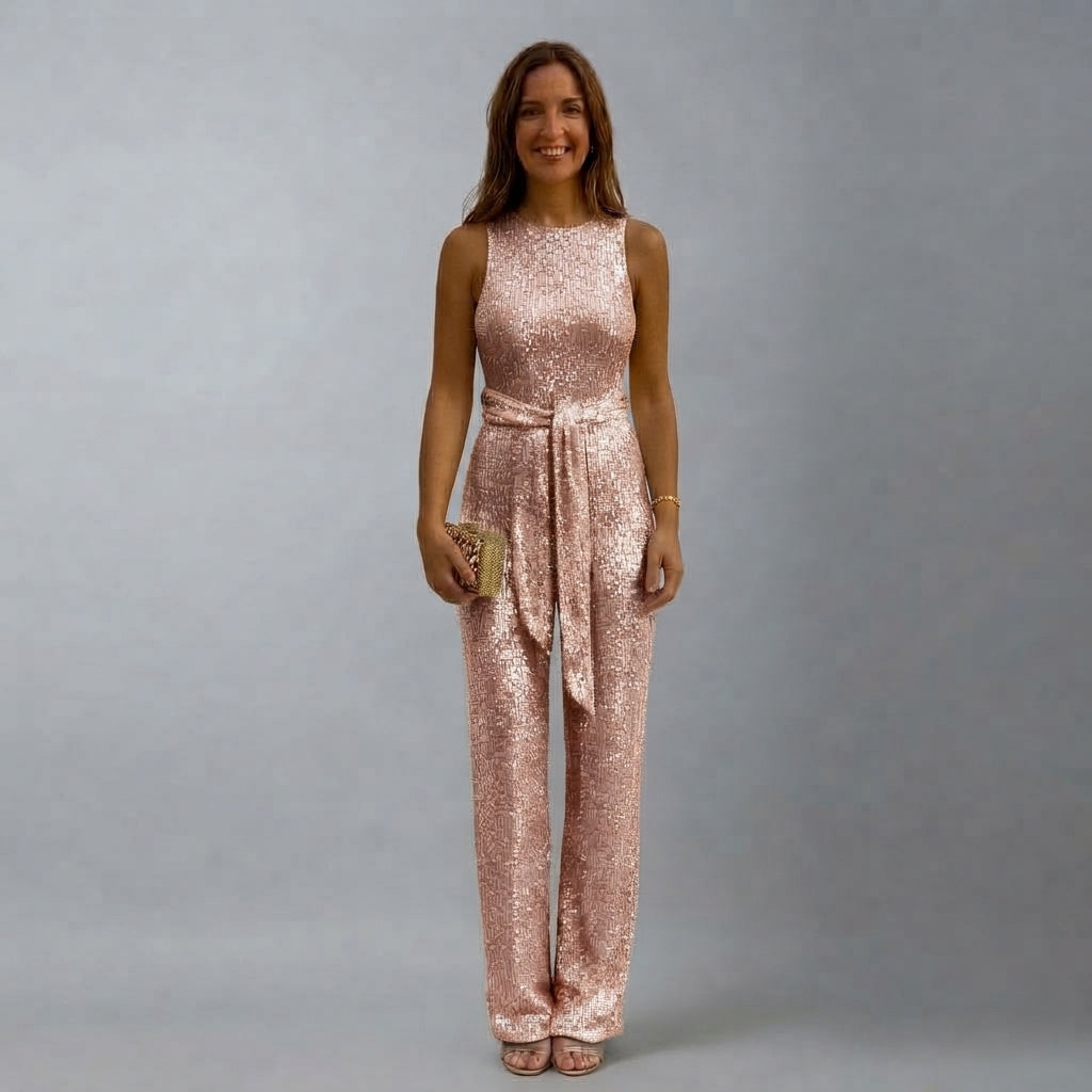Brooklyn | Kvinnors Paljett Raka Ben Kvälls Jumpsuit