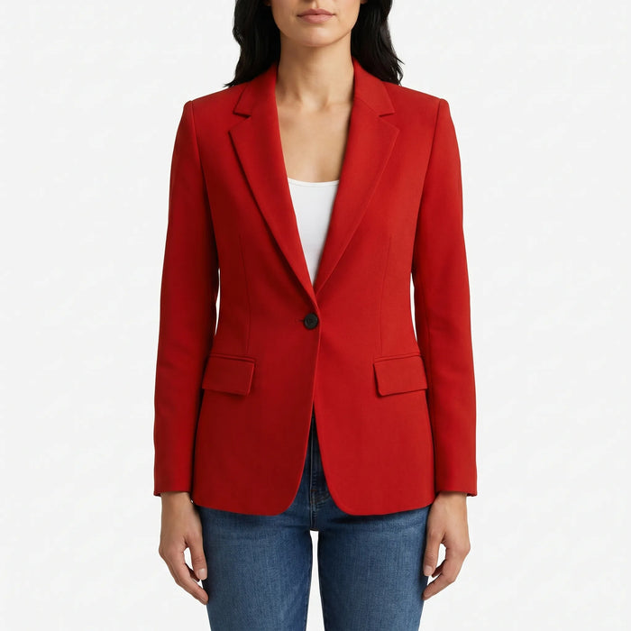 Dam Skräddad Blazer med Enkel Knapp och Veck