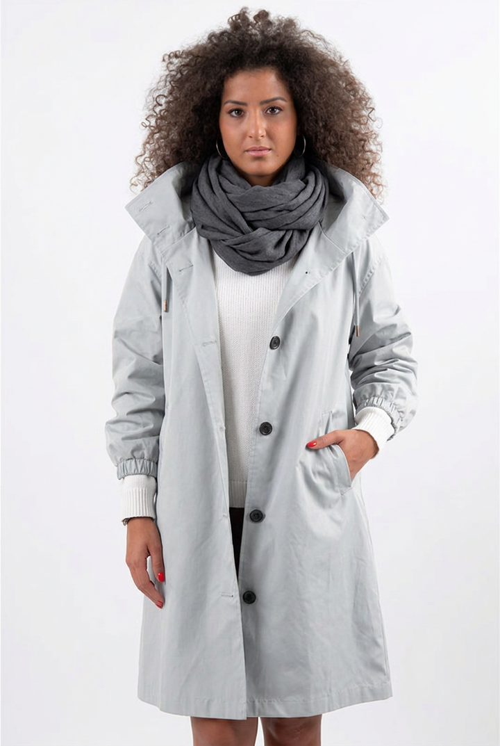 Louise | Lång Vattenavvisande Parkas med Huva och Dragsko