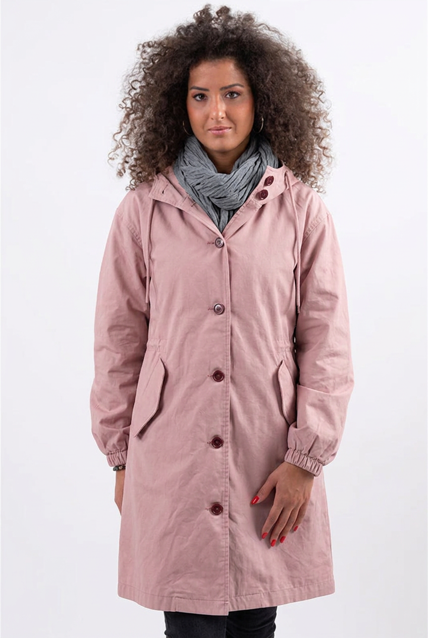 Louise | Lång Vattenavvisande Parkas med Huva och Dragsko