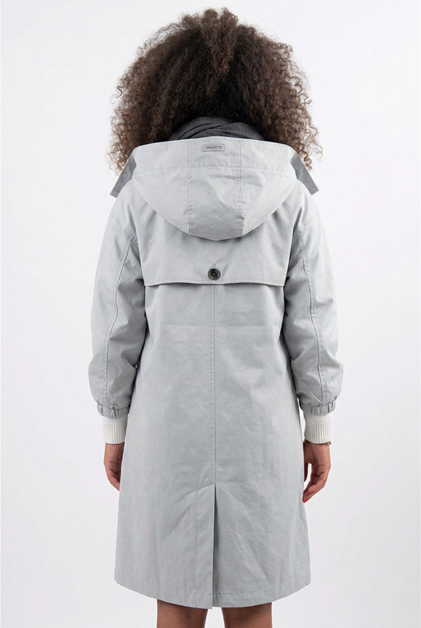 Louise | Lång Vattenavvisande Parkas med Huva och Dragsko