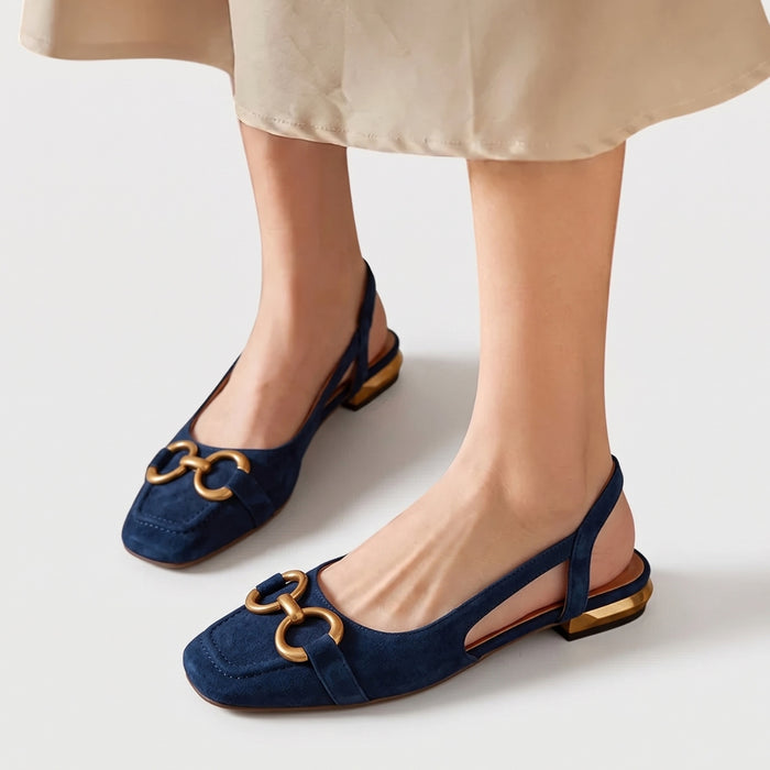 Emilia | Eleganta Slingback-skor med Gulddetalj