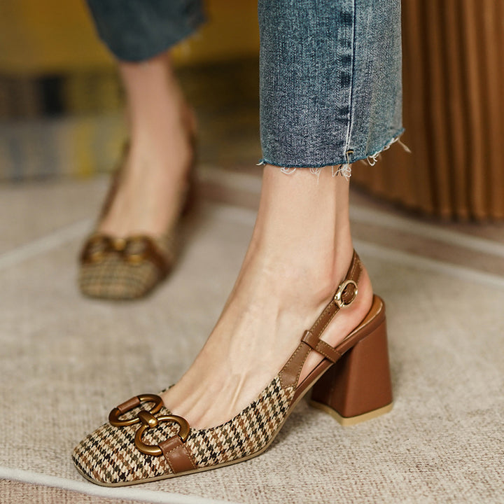 Emilia | Eleganta Slingback-skor med Gulddetalj