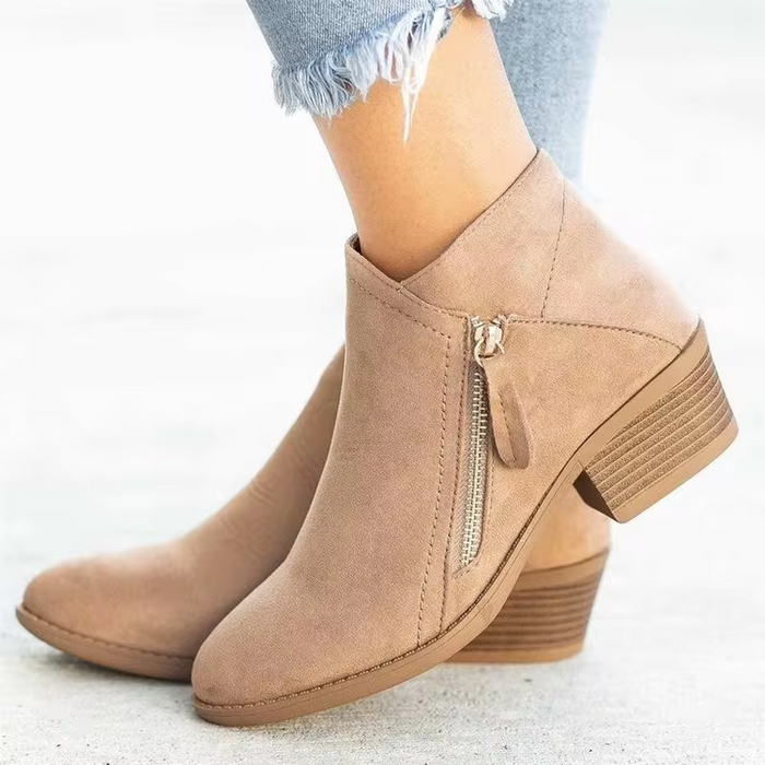 Chelsea Boots med Blockklack och Sidodragkedja