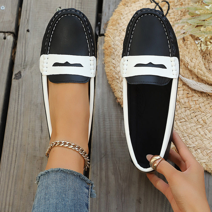 Stilrena Loafers med Kontrastpanel och Sömmar