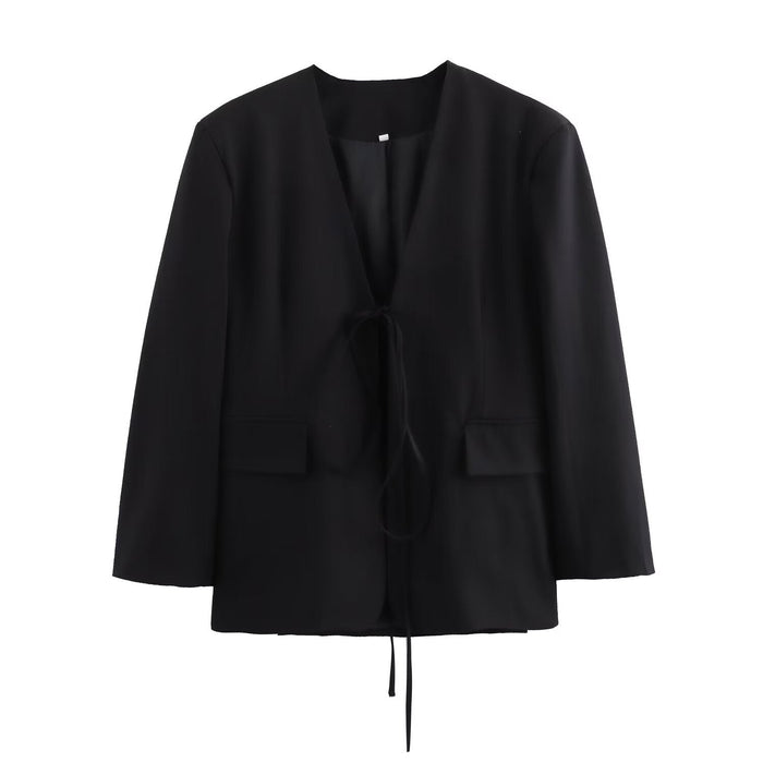 Stilren Oversize Blazer med Knytband