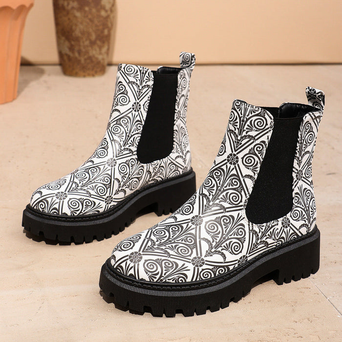 Chelsea Boots med Grov Sula och Mönster