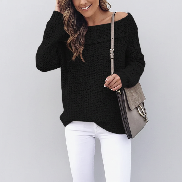 Mysig Off Shoulder-tröja i Stickat