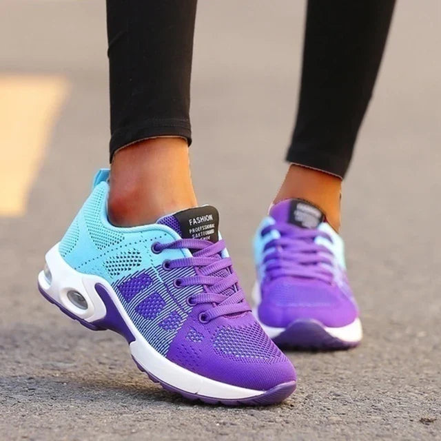 Dam Sneakers med Mesh Luftkudde och Snörning