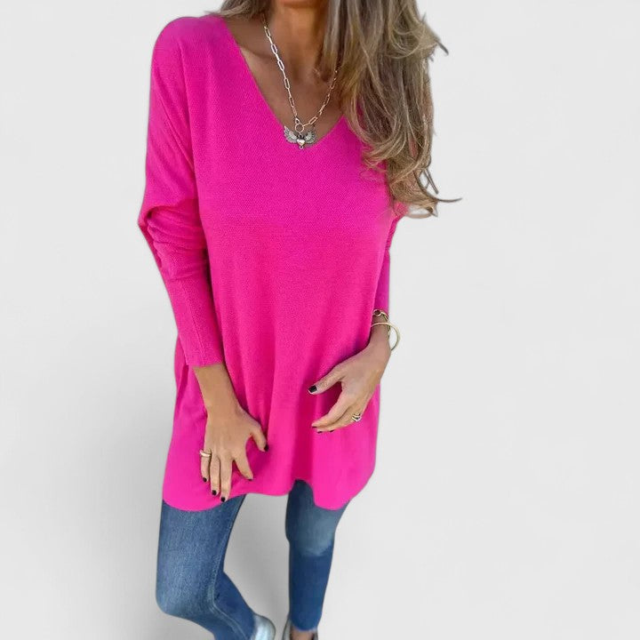 Birgitta | Lång Oversize Topp med V-ringning