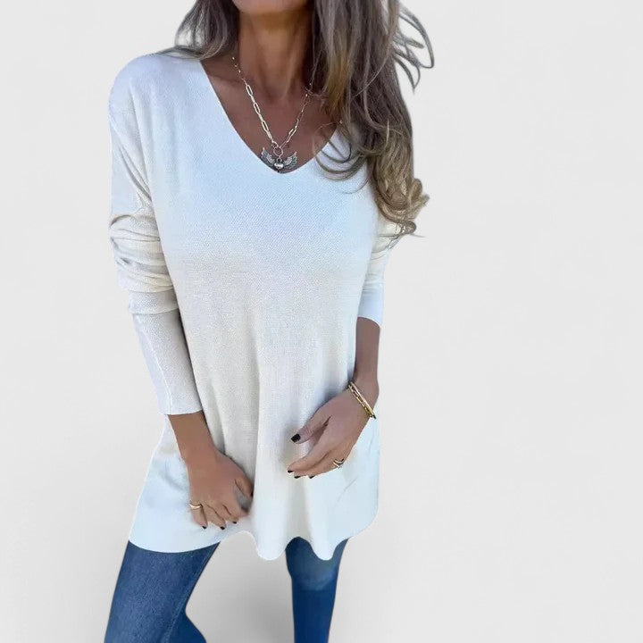Birgitta | Lång Oversize Topp med V-ringning
