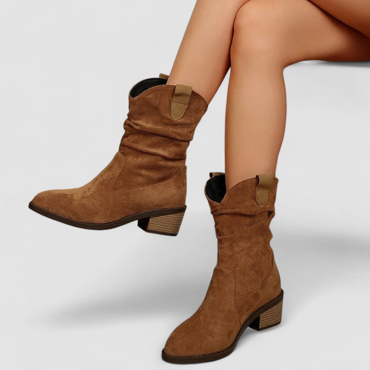 Moa | Stiliga Ankelboots med Låg Blockklack