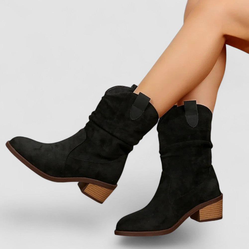 Moa | Stiliga Ankelboots med Låg Blockklack