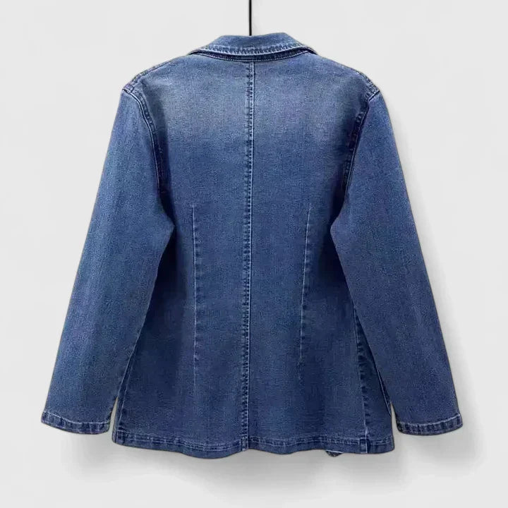 Freja | Jeansjacka med Rak Passform i Mjukt Tyg