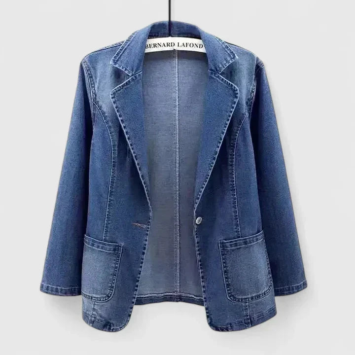 Freja | Jeansjacka med Rak Passform i Mjukt Tyg