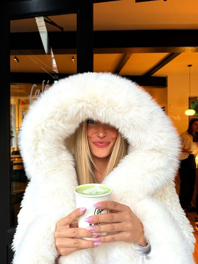 Fluffig Konstpäls Jacka med Oversize Huva