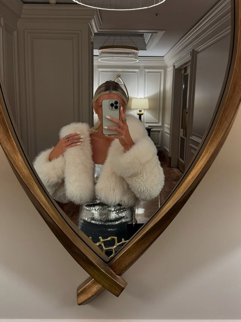 Fluffig Konstpäls Jacka med Oversize Huva